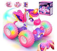 HappyGoLucky Coche Teledirigido, Unicornio Coches de Juguetes Niña 4 5 6 7 8 Años, 2,4 GHz, Acrobático con luz LED, Rosa, Carro Telecomandado Criança Regalo Niña 4-12 Años - Regalo Navidad