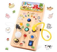 HappyGoLucky Juguetes Niños Juguetes Montessori 1 2 3 Años, Busy Board Tablero Montessori con 7 Interruptores 15 Luces LED Juguetes Regalos para Niños Niña