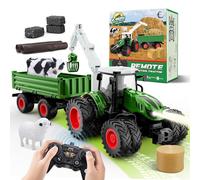HappyGoLucky Tractor Teledirigido para Niños, 2.4GHz, 1:16 Tractor Juguete con Luz, Camion Teledirigido Regalo Niño 4-12 Años, Coches para Niños Juguetes Niños 3-9 Años, Regalo Navidad Niño Halloween