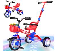 HappyGoLucky Triciclo 5 En 1 Evolutivo Bebe, Bici Bicicleta Niños 1-3 Años-Ruedas Luminosas/Asa Parental/Asientos&pedales Regulables, Juguetes Regalo Niños 1-5 Años Juegos Exterior Regalo De Cumpleaño