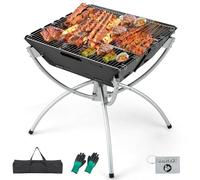 HAPPYGRILL Hoguera plegable 3 en 1 con parrilla para exteriores, hoguera plegable de leña, fogata para camping, barbacoa, hoguera, cocina al aire libre