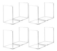 HappyHapi Sujetalibros acrílicos para estantes, soporte transparente para libros, sujetalibros decorativo antideslizante, organizador de libros de estudio para biblioteca en casa, oficina, 5 x 5 x 7.3