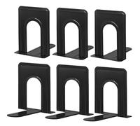 HappyHapi Sujetalibros de Metal para estantes, Extremo Antideslizante para sostener Libros, tapón Negro para Oficina, hogar, Cocina, 5.7 x 4.9 x 6.5 Pulgadas, 3 Pares (6 Piezas, Grande)