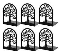Happyhapi Sujetalibros de Metal para sostener Libros, sujetalibros Decorativos de árbol para estantes, sujetalibros Negros para Libros Pesados, Soporte para Libros para Estante Oficina en casa, 6.8 x