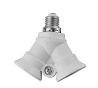 happyhouse 009 Adaptador de soporte de bombilla premium, soporte profesional para bombillas, divisor 2 en 1 E27 a 2 E14, adaptador de lámpara de luz LED, base de soporte de bombilla, color blanco