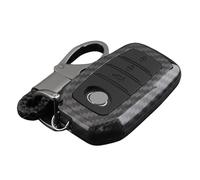 Happyit ABS Carcasa de Fibra de Carbono + Silicona Casos de la Cubierta de la Llave del Coche para Toyota RAV4 Hilux Fortuner Land Cruiser Camry Coralla Crown Highland Reiz (3 Botones Negro)
