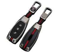 Happyit Aleación de zinc + Silicona Casos de la Cubierta de la Llave del Coche para Ford Fiesta Focus Mondeo Kuga Escape Falcon Galaxy Fusion Mustang Explorer Escort Ranger 3 Botones (Color Mate, B)