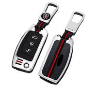 Happyit Aleación de zinc + Silicona Casos de la Cubierta de la Llave del Coche para Ford Fiesta Focus Mondeo Kuga Escape Falcon Galaxy Fusion Mustang Explorer Edge Escort Ranger 3 Botones (Plata, A)