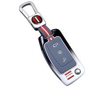 Happyit Aleación de Zinc + Silicona Cubrir de Caso de la Llave del Coche Apto para Ford Focus 2 MK2 Fiesta Mondeo Galaxy Falcon Territory Ecosport 3 Botones (Gris)