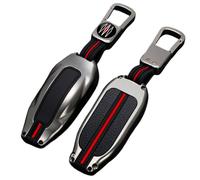 Happyit Carcasa de aleación de zinc para llave de coche Tesla Model S Model 3, protección impermeable de 360° con tira luminosa de tres colores (color mate)