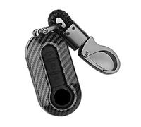 Happyit Carcasa de Fibra de Carbono ABS + Silicona Casos de la Cubierta de la Llave del Coche para Fiat 500 Ducato Panda 500L Punto Lancia Musa 3 Botones Negro