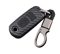 Happyit Carcasa de Fibra de Carbono ABS + Silicona Cubierta de la Llave del Coche Casos para Mazda 2 3 5 6 8 Axela Atenza CX3 CX4 CX5 CX-7 CX-9 MX5 2 3 Botones (Negro 1)