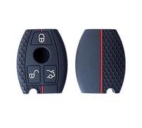 Happyit Caso de la Cubierta de Llave de Coche de Silicona Diseño de Nido de Abeja para Mercedes Benz Clase A B C AMG GLA CLA GLC W176 W221 W204 W205 3 Botones Negro