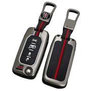 Happyit Casos de Cubierta de la Llave del Coche de Aleación de Zinc para Jeep Renegade Llave Plegable 360 ° Prueba de Agua Proteger con Silicona Fluorescente Llavero Accesorios (4 Botones Color Mate)