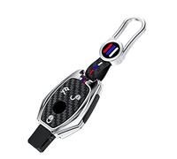 Happyit Casos de Cubierta de la Llave del Coche de Aleación de Zinc para Mercedes Benz Clase A C E S GLA CLA GLK GLC CLS W204 W463 W176 W251 AMG con Silicona de Fibra de Carbono (3 Botones Plata)