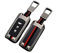 Happyit Casos de Cubierta de la Llave del Coche de Aleación de Zinc para Mitsubishi Lancer Outlander Eclipse Protección a Prueba de Agua de 360 ° con Fluorescencia Tricolor (Color mate, 3 Botones)