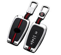 Happyit Casos de Cubierta de la Llave del Coche de Aleación de Zinc para Toyota Camry RAV4 Avalon C-HR Prius Corolla GT86 Protección Impermeable de 360 ° (Plata, 2 Botones)