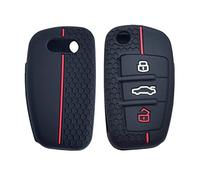 Happyit Casos de la Cubierta de la Llave del Coche de Silicona para Audi A1 A3 A6 Q2 Q3 Q7 TT TTS R8 S3 S6 RS3 RS6 3 Botones (Negro)