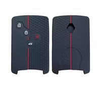 Happyit Casos de la Cubierta de la Llave del Coche del Silicón del Modelo del Panal para Renault Clio Scenic Megane Duster Sandero Captur Twingo Koleos 4 Botones (Negro+Rojo)