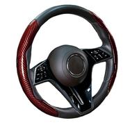 Happyit Cubierta del Volante del Coche de Fibra de Carbono de 2/3 PCS Cubierta del Impulsor de la Rueda de Cuero de Fibra de PVC Universal Antideslizante (Rojo+2pc)