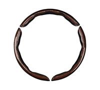 Happyit Cubierta del Volante del Coche de Fibra de Carbono de 2/3 PCS Cubierta del Impulsor de la Rueda de Cuero de Fibra de PVC Universal Antideslizante (Café+3pc)