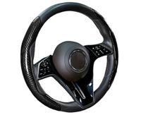 Happyit Cubierta del Volante del Coche de Fibra de Carbono de 2/3 PCS Cubierta del Impulsor de la Rueda de Cuero de Fibra de PVC Universal Antideslizante (Negro+2pc)