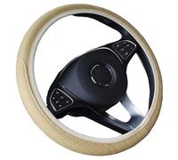 Happyit Cubiertas de volante de coche de cuero de forma accesorios de coche universales de 15 pulgadas / 38cm Interior para mujeres hombres (Beige)