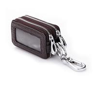 Happyit Doble Cremallera Dividido Titular de la Llave del Coche de Cuero Genuino Versátil Universal Clave Carteras (marrón)