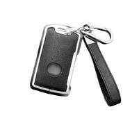 Happyit Funda de Aleación de Cuero para Llave de Coche Accesorio para Mazda 3 Alexa CX4 CX5 CX-5 CX8 CX-30 CX30 2019-2024 3 Buttons (Negro+Plata)