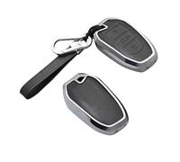 Happyit Funda de Aleación de Cuero para Llave de Coche Accesorio para Peugeot 2008 3008 4008 5008 308 408 508 C1 C2 C4 C6 C3-XR Picasso Grand DS3 DS5 3 Buttons (Negro+Plata)