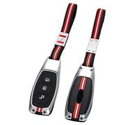 Happyit Funda de aleación de Zinc para Llave de Coche Accesorio para Ford C-MAX Mondeo Kuga Fiesta Titanium Ford Focus 3 4 ST MK3 MK4 3 Buttones ( Plata+Ropa)