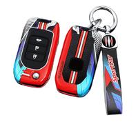 Happyit Funda de aleación de Zinc para llave de coche accesorio para Honda Civic HRV CRV XRV CR-V Crider Odyssey Pilot Fit 2/3 Buttones (Rojo+Ropa+3B)