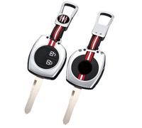 Happyit Funda de aleación de Zinc para Llave de Coche Accesorio para Suzuki SX4 Swift Liana Vitara Jimny Alto Ignis Esteem 2 Buttones (Plata+Hebilla Cuadrada)