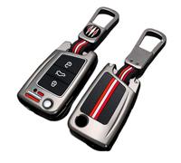 Happyit Funda de aleación de Zinc para Llave de Coche Accesorio para VW Volkswagen Golf 7 MK7 Tiguan MK2 For Seat Ateca Leon FR 2 Ibiza Skoda Octavia (Mate+Hebilla Cuadrada)