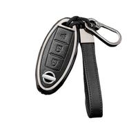 Happyit Funda de Cuero de aleación de Zinc para Llave de Coche para Nissan Cube Juke Versa Note X-Trail Qashaqai Sunny Juke Altima TIIDA Murano Maxima 2/3/4 Botones (Negro+3B1)