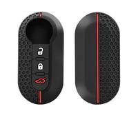 Happyit Funda de silicona para llave de coche compatible con Fiat 500 Panda Punto Bravo Ducato Peugeot Boxer Citroen Jumper Auto SIP22 Blade 3 botones (línea negra y roja)