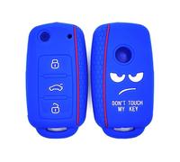 Happyit Funda de Silicona para Llave de Coche con 3 Botones para Volkswagen VW Bora Beetle Tiguan Passat B5 B6 MK5 6 Jetta EOS Seat Sagitar Golf 6 (Azul)