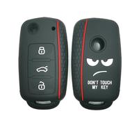 Happyit Funda de Silicona para Llave de Coche con 3 Botones para Volkswagen VW Bora Beetle Tiguan Passat B5 B6 MK5 6 Jetta EOS Seat Sagitar Golf 6 (Negro)