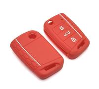 Happyit Funda de Silicona para Llave de Coche con 3 Botones para Volkswagen VW Golf 7 Beetle Jetta Bora Passat Polo Tiguan (Rojo)