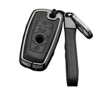 Happyit Fundas de cuero de aleación de zinc para llaves de coche para BMW 1 2 3 4 5 6 7 Series X3 X4 M2 M3 M4 M5 M6 GT3 GT5 4 botones (negro + gris)