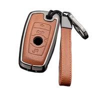 Happyit Fundas de cuero de aleación de zinc para llaves de coche para BMW 1 2 3 4 5 6 7 Series X3 X4 M2 M3 M4 M5 M6 GT3 GT5 4 botones (marrón + gris)