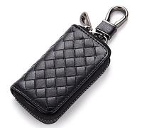 Happyit Genuina de Cuero de Gran Capacidad con Cremallera Coche Clave Caso de la Cartera de Todas Las Llaves del Coche (Negro)