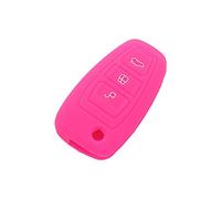 Happyit Silicona Caja de la Cubierta del Control Remoto de la Llave del Coche para Ford Focus 3 MK3 ST RS Ecosport Kuga Escape Nuevo Fiesta 3 Botones Tecla Inteligente (Rosa)