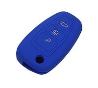 Happyit Silicona Caja de la Cubierta del Control Remoto de la Llave del Coche para Ford Focus 3 MK3 ST RS Ecosport Kuga Escape Nuevo Fiesta 3 Botones Tecla Inteligente (Oscuro Azul)