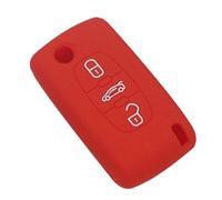 Happyit Silicona Caja de la Llave del Coche Cubrir para Peugeot 107 207 307 407 308 607 Citroen C1 C2 C3 C4 C5 C6 C8 3 Botóns (Rojo)