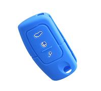 Happyit Silicona Coche Clave Cubierta de la Caja para Ford Fiesta Focus 2 Ecosport Kuga Escape MK2 3 Botones Tecla Flip (Azul)
