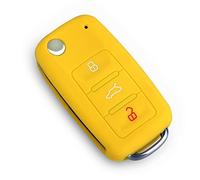 Happyit Silicona del Caso de la Cubierta de la Llave del Coche para Volkswagen VW Polo Passat B5 Golf 4 5 6 Jetta Mk6 Tiguan GOL Cross Fox Más EOS Scirocco Beetle (Amarillo)