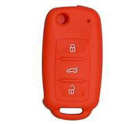 Happyit Silicona Llave del Coche Cubrir Casos para Volkswagen VW Polo Passat B5 Golf 4 5 6 Jetta Mk6 Tiguan GOL CrossFox Más EOS Scirocco Beetle 3 Botones Clave Inteligente (Rojo)