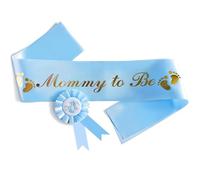 HAPPYLAND Baby Boy Shower Decorations Blue Sash and Tinplate Badge Mommy to Be and Daddy to Be Baby Shower