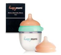 Happymami, Set Biberón Anticólico de Silicona Personalizado + Tetina, Diseño Anatómico, con Tetina Extra, Sin BPA, (Turquesa, 150 ml)
